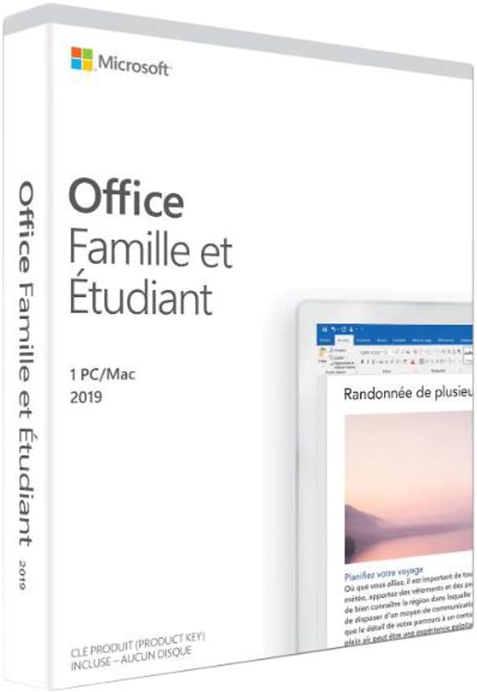 Microsoft Office Famille et Étudiant 2019 PC/Mac (F) Physique (Box