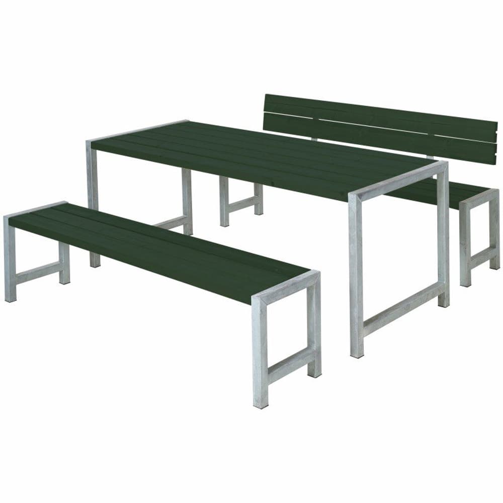 Garnitures de planches : table+2 bancs+R.L. Traitement fongicide. Fondus RAL 6009 Vert Table de jardin + banc de jardin PLUS 662216900000 Photo no. 1