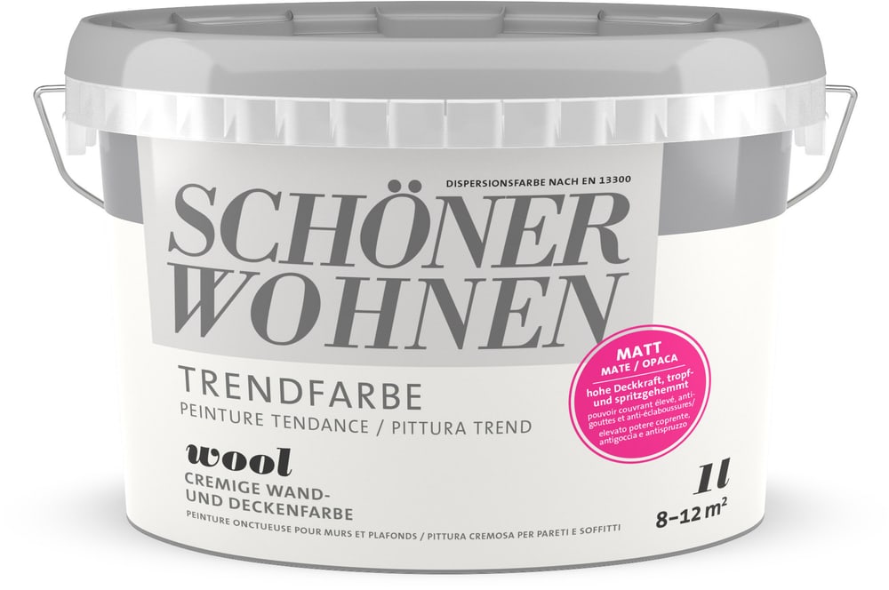 Vernice di tendenza opaca Wool 1 l Pittura per pareti Schöner Wohnen 660963000000 Contenuto 1.0 l N. figura 1