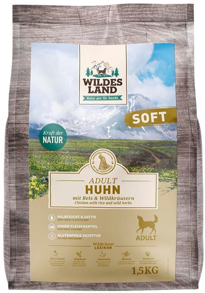 Dog Adult Soft Huhn & Reis Trockenfutter Wildes Land 785300193817 Bild Nr. 1