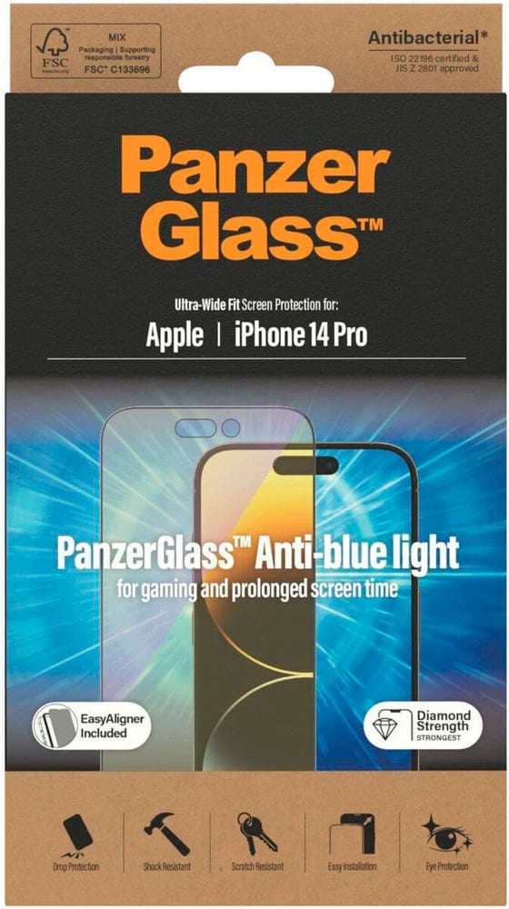 Ultra Wide Anti Bluelight iPhone 14 Pro Protection d’écran pour smartphone Panzerglass 785300196543 Photo no. 1