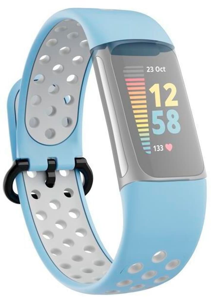 Bracelet sport pour Fitbit Charge 5, Bleu clair/Gris Bracelet de montre Hama 785300173757 Photo no. 1