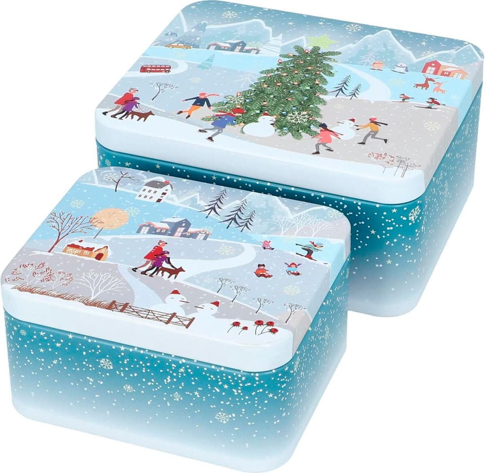 Gebäckdose Set Winter Wonderla 12x10x6/15x13x7cm, Weissblech Gebäckdose Birkmann 785302444590 Bild Nr. 1