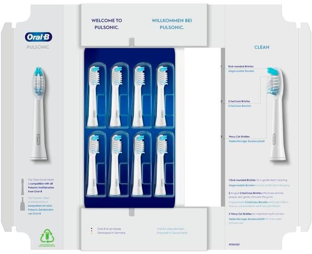 Pulsonic Clean, 8 Pezzo Testina per spazzolino da denti Oral-B 785300182747 N. figura 1