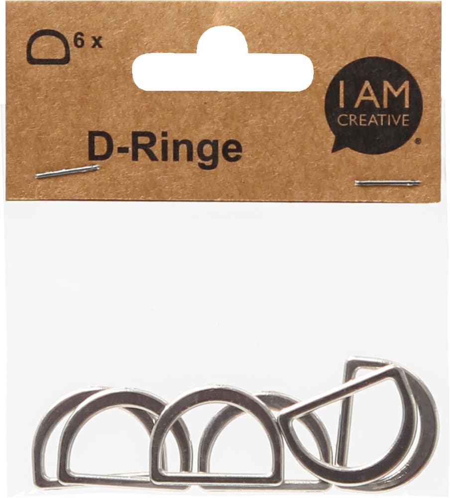 D Ring flach, Halbringe geschlossen aus Metall zum gestalten von Dekorationen, Schlüsselringe, Gurte & Rucksäcke, Silber, 25 x 20 mm, 6 Stk. Schlüsselring 668359500000 Bild Nr. 1