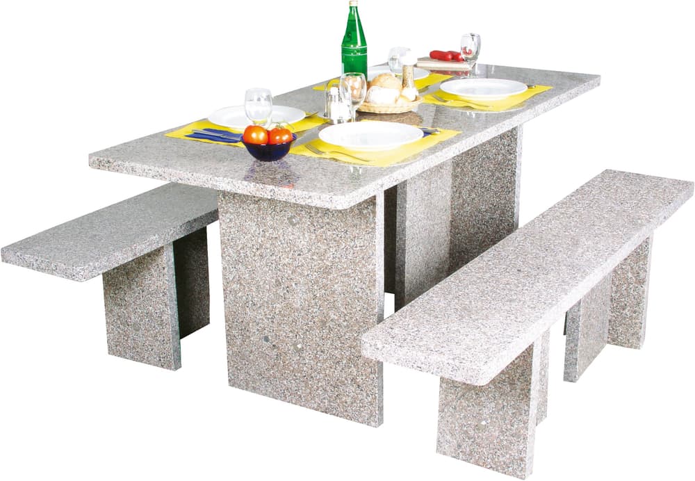 Ensemble rectangulaire table et bancs en granit Gartentisch Set 63907910000002 Photo n°. 1