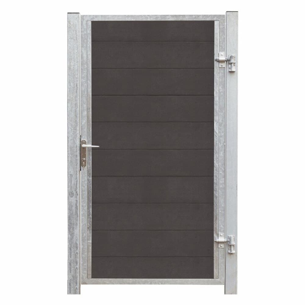 Porte Futura WPC droite 97x175cm+16cm poteaux gris ardoise/zingué au feu Porte PLUS 669700108421 Photo no. 1