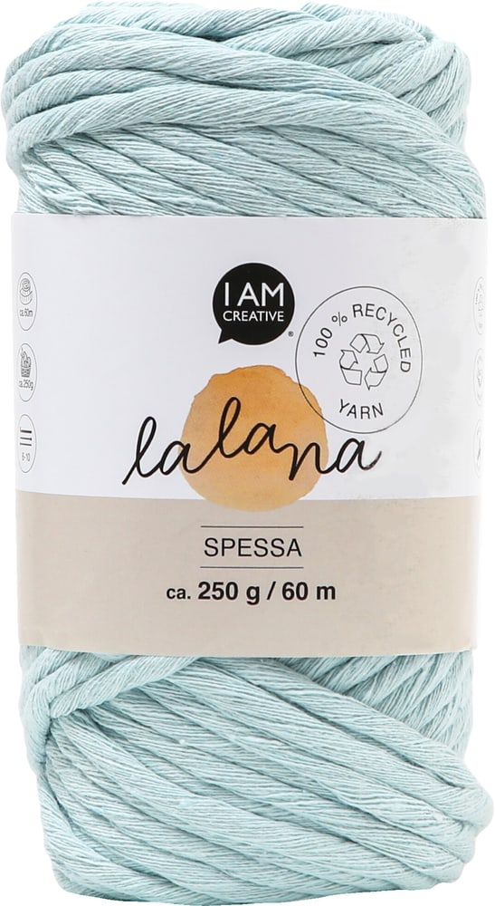 Spessa mint, filato Lalana per uncinetto, maglia, annodatura e macramè, colore menta, ca. 5 mm x 60 m, ca. 250 g, 1 gomitolo Lana vergine 668367500000 N. figura 1