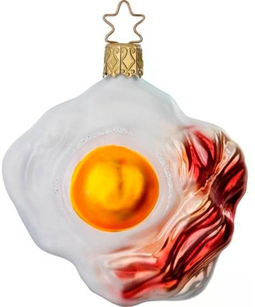 Boule de Noël Bacon & oeuf verre, D : 8 cm, fait main Décoration de sapin Inge Glas Manufaktur 785302444688 Photo no. 1