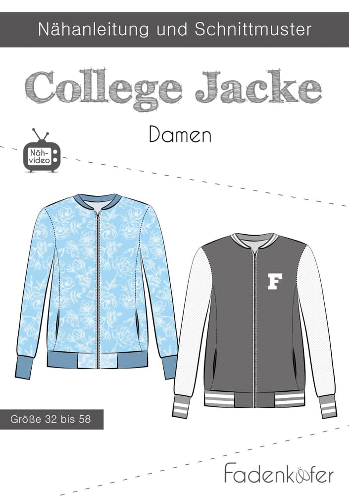 Papierschnittmuster College Jacke Damen Schnittmuster Fadenkäfer 669700125645 Bild Nr. 1