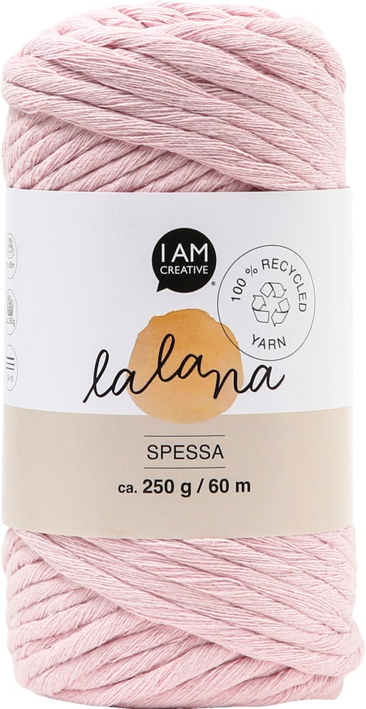 Spessa powder, filato Lalana per uncinetto, maglia, annodatura e macramè, rosa, ca. 5 mm x 60 m, ca. 250 g, 1 gomitolo Lana vergine 668367700000 N. figura 1