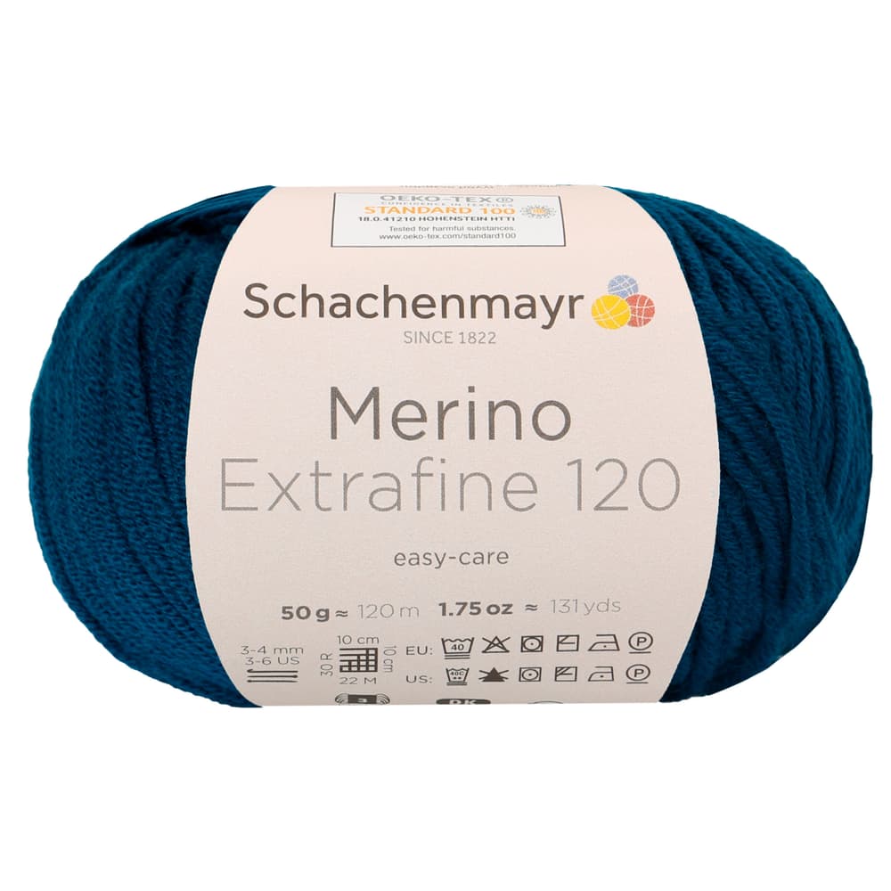 Laine Merino Extrafine 120 Laine Schachenmayr 667089500030 Couleur Bleu Fonce Dimensions L: 10.0 cm x L: 7.0 cm x H: 7.0 cm Photo no. 1