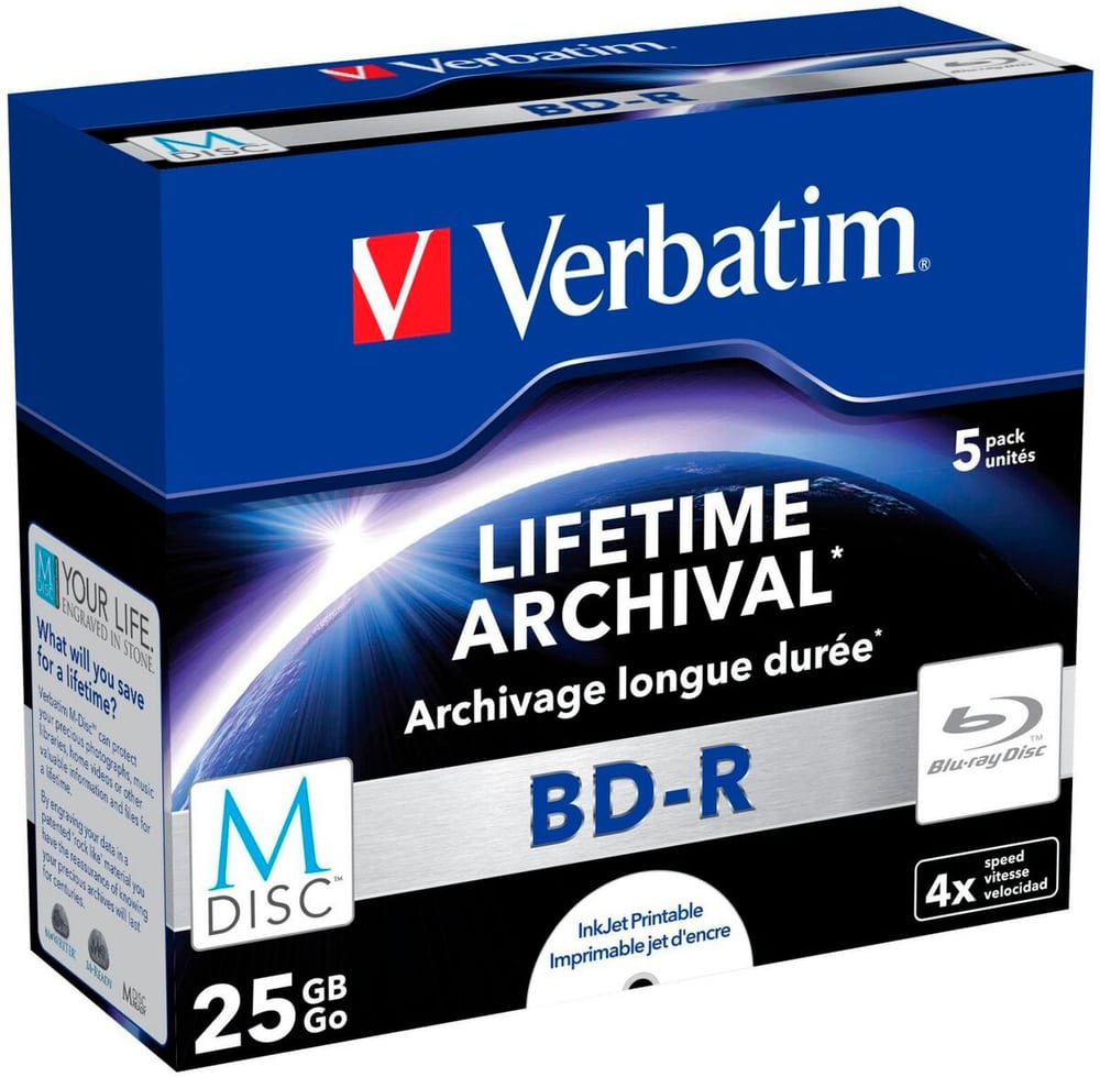 BD-R M-Disc 25 GB, custodia (5 pezzi) Blu-ray vuoti Verbatim 785302435919 N. figura 1