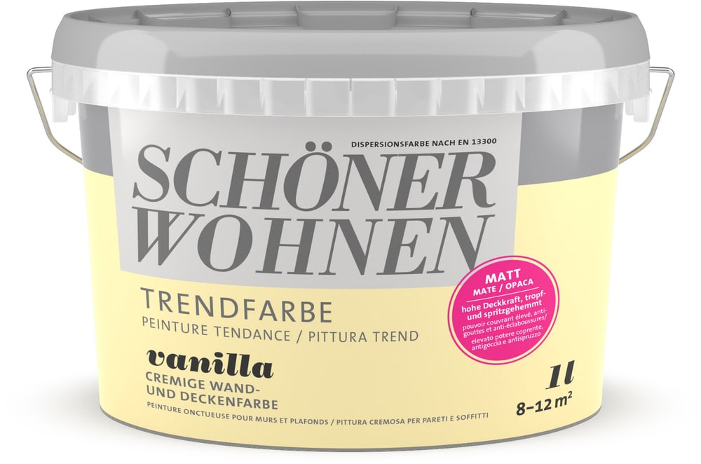 Vernice di tendenza opaca Vanilla 1 l Pittura per pareti Schöner Wohnen 660962400000 Contenuto 1.0 l N. figura 1