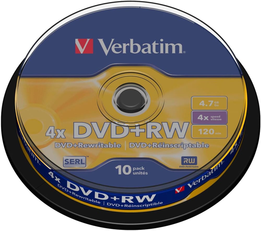 DVD+RW 4,7 GB, fuso (10 pezzi) DVD vuoti Verbatim 785302435994 N. figura 1