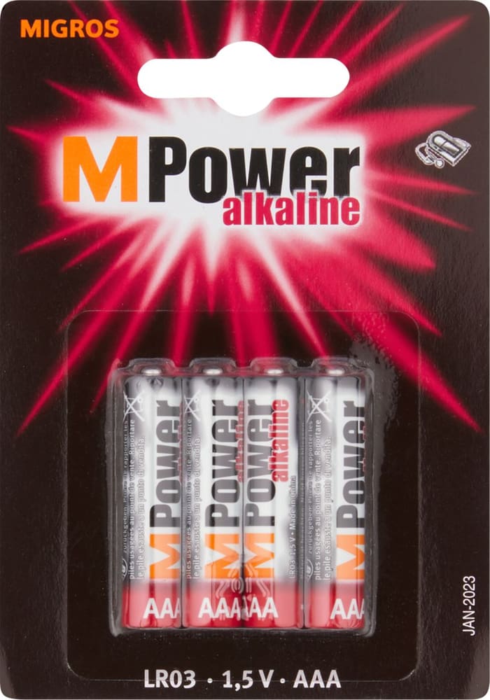 AAA / LR03 4 pièces pile Batterie M-Power 704717700000 Photo no. 1