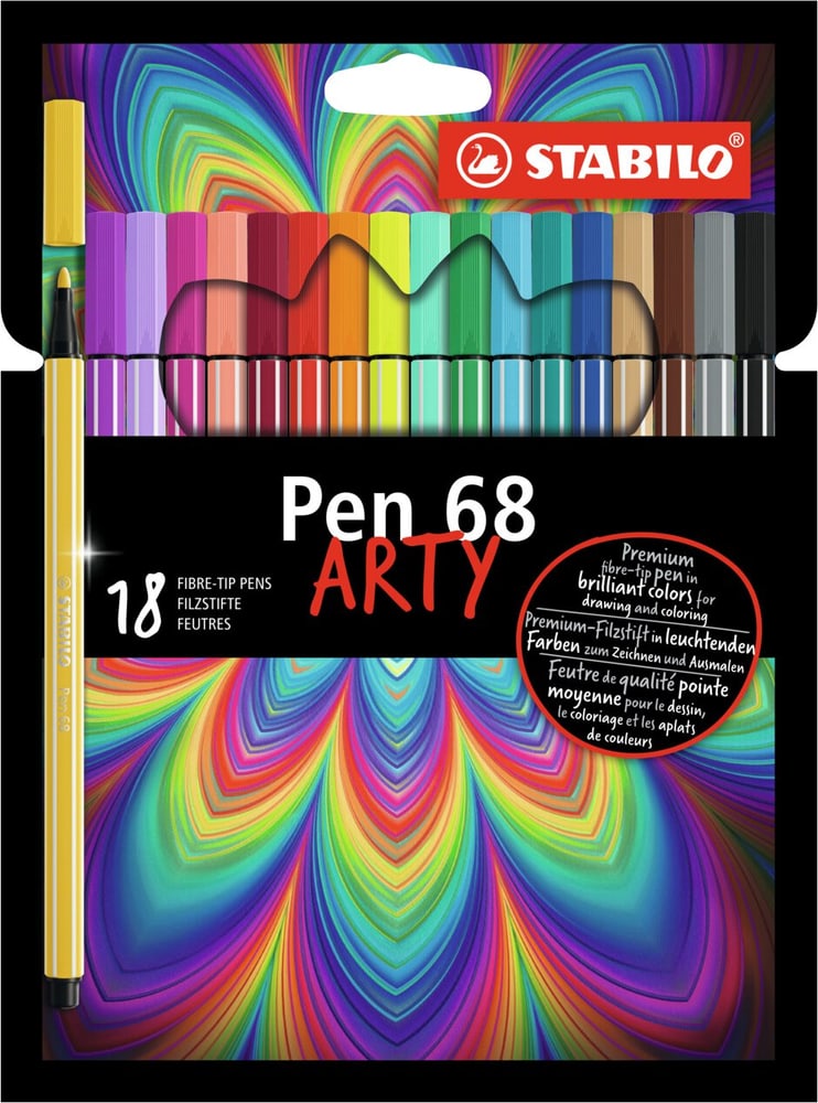 STABILO® Pen 68 Stylo à feutre étui en carton de 18 ARTY Des crayons Stabilo 668370200000 Photo no. 1