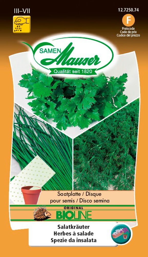 Disque pour semis Herbes à salade BIO Semences d’herbes arom. Samen Mauser 650139000000 Photo no. 1