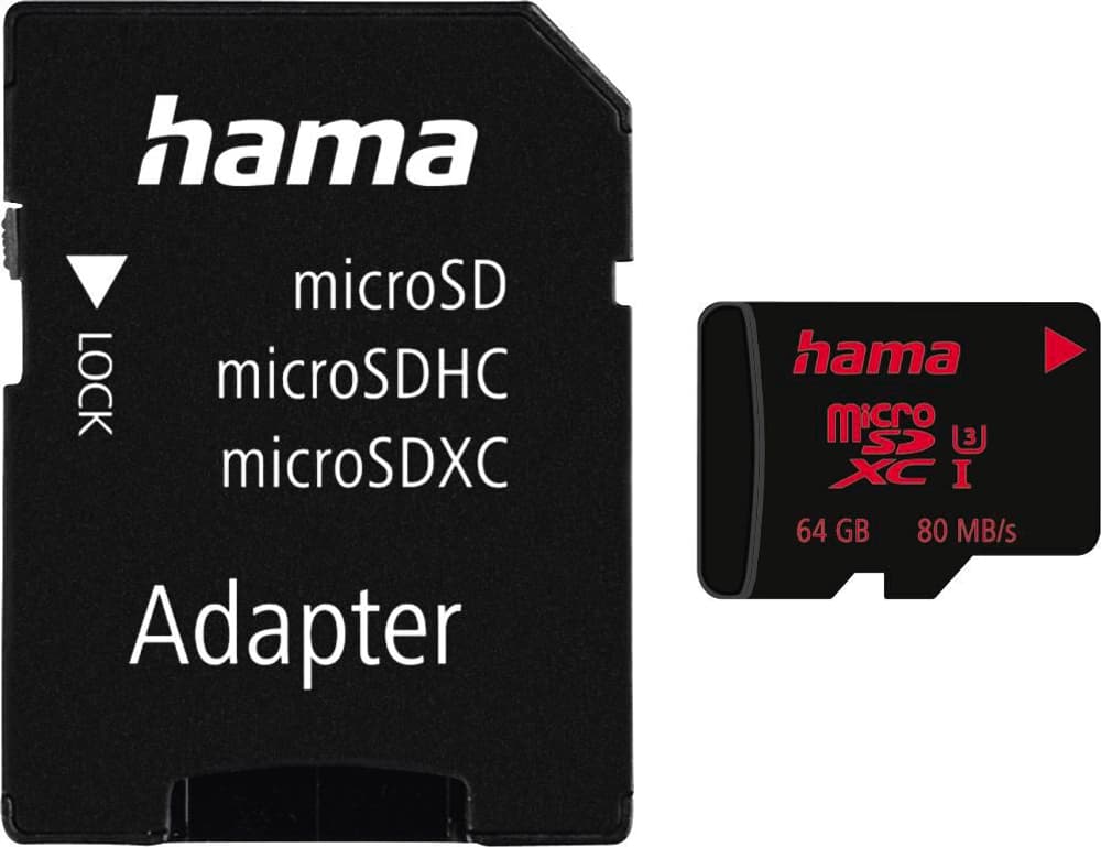 microSDXC 64GB UHS Speed Class 3 UHS-I 80MB/s + Adapter/Mobile Speicherkarte Hama 785300180995 Bild Nr. 1