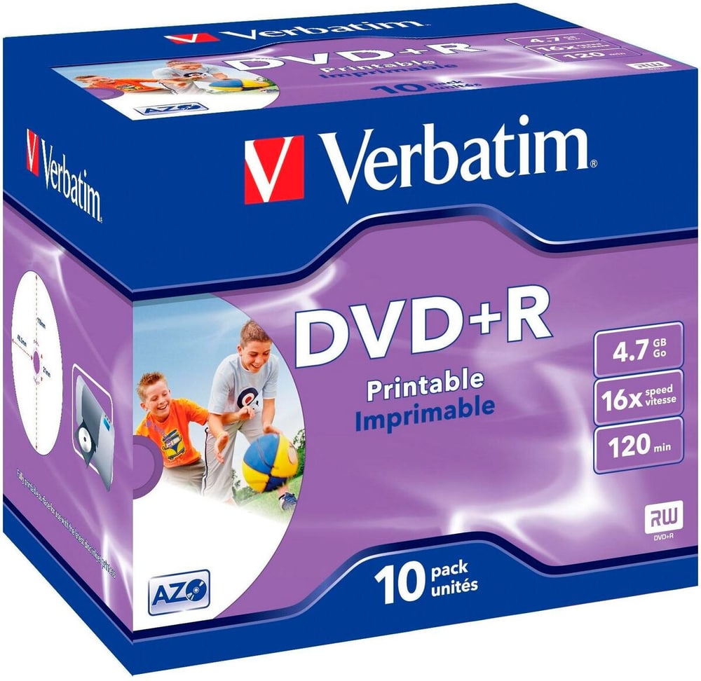 DVD+R 4.7 GB, Jewelcase (10 Stück) DVD Rohlinge Verbatim 785302436000 Bild Nr. 1