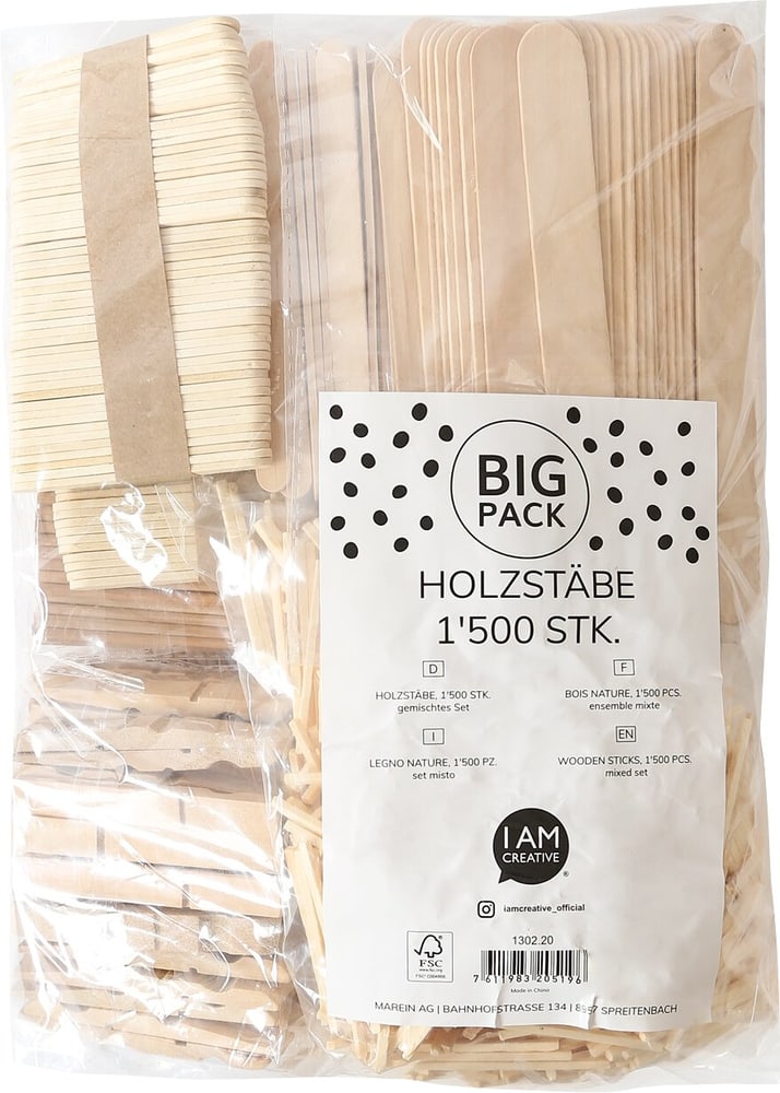 Bastoncini in legno Big Pack, 1500 pz. Bastoni di legno 668058200000 N. figura 1