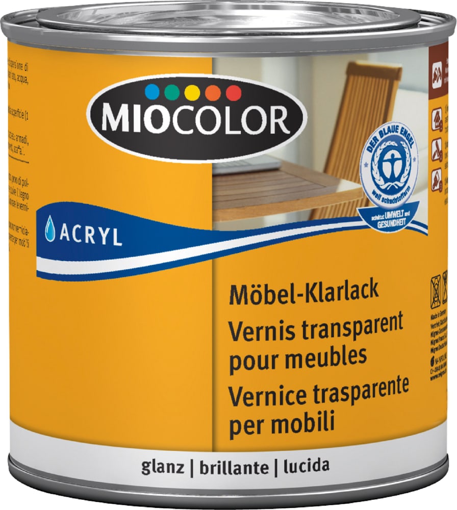 Miocolor Laque transparente pour meubles brillante Incolore 750 ml Laque blanche Laque transparente pour meubles brillante Incolore 750 ml Laque blanche Miocolor 661180900000 Couleur Incolore Contenu 750.0 ml Photo no. 1