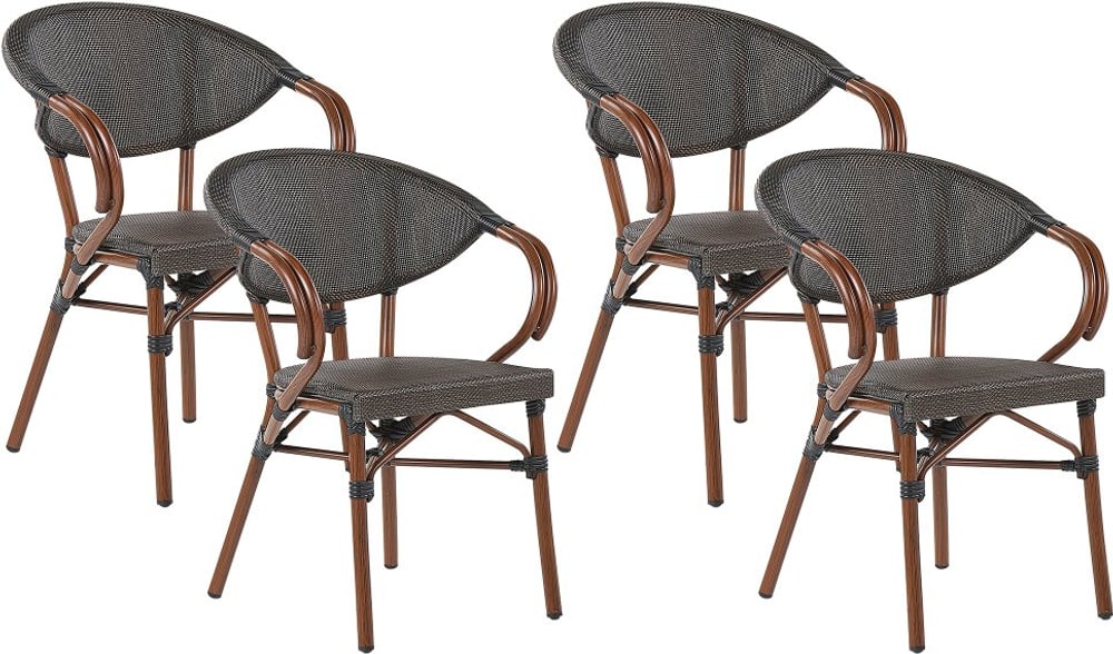 Set di 4 sedie da giardino grigio e legno scuro CASPRI Sedia da giardino Beliani 674729100000 N. figura 1