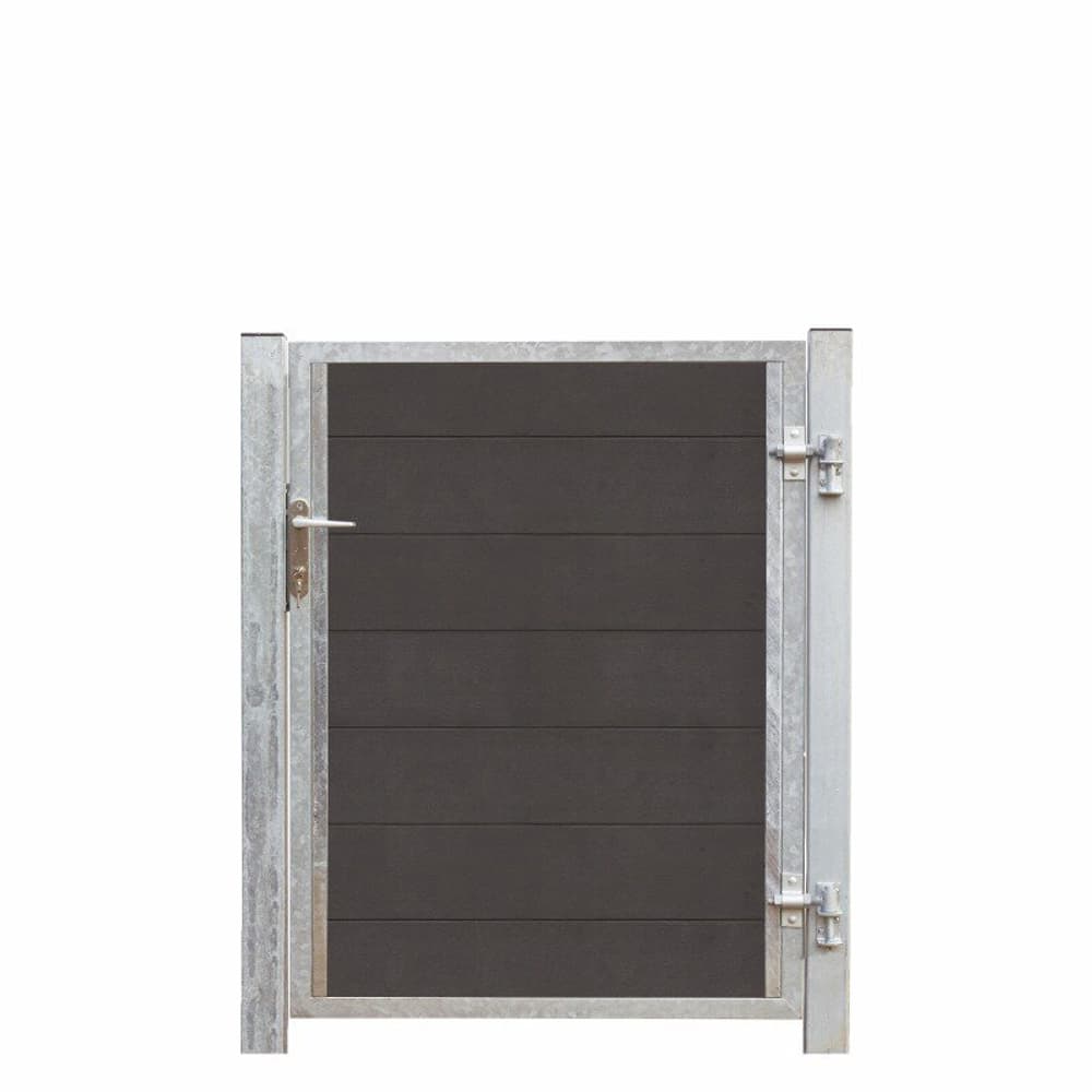 Porte Futura WPC droite 99x127cm+16cm poteaux gris ardoise / galvanisé à chaud Porte PLUS 669700108425 Photo no. 1