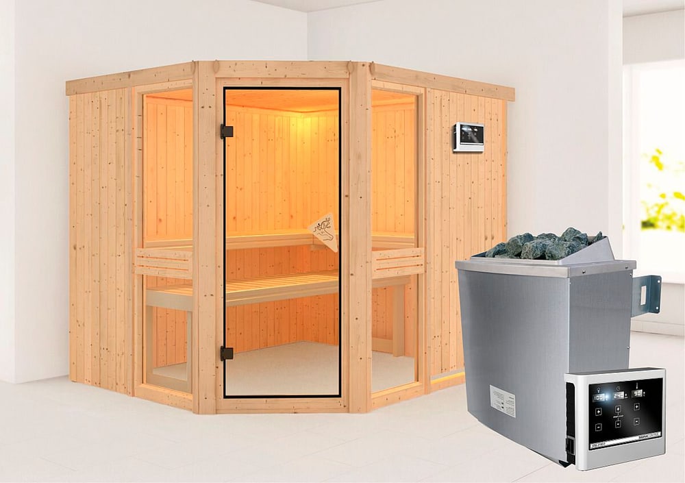 Sauna Amelia 3 Eckeinstieg Sauna Karibu 647463400000 Bild Nr. 1