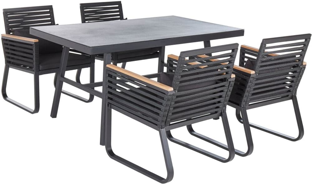 Set da pranzo da giardino a 4 posti metallo nero CANETTO Lounge da giardino Beliani 655995500000 N. figura 1