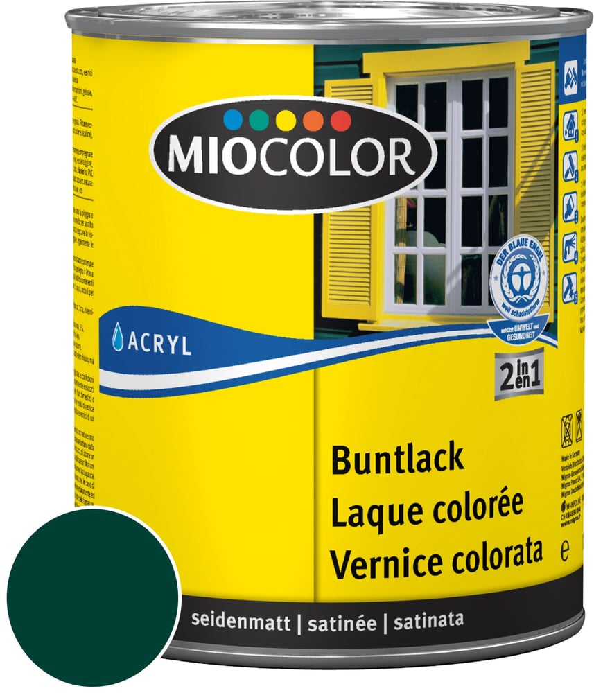 Acryl Buntlack seidenmatt Moosgrün 375 ml Acryl Buntlack Miocolor 660554200000 Farbe Moosgrün Inhalt 375.0 ml Bild Nr. 1