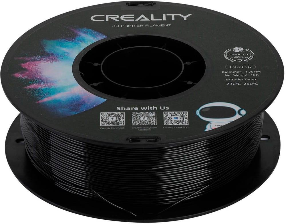 Filament PETG, noir, 1.75 mm, 1 kg Filament pour imprimante 3D Creality 785302414952 Photo no. 1