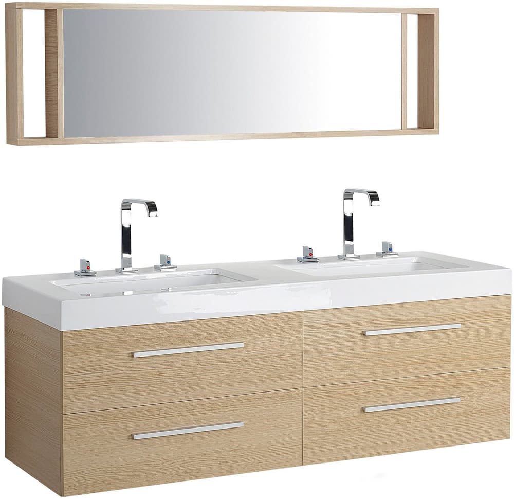 Meuble double vasque à tiroirs miroir inclus beige MALAGA Ensemble Beliani 658059700000 Photo no. 1