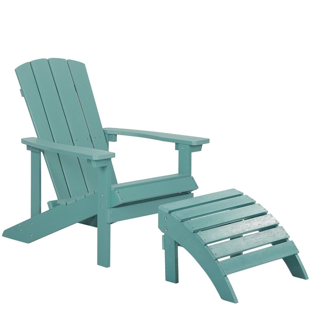 Chaise de jardin bleu turquoise avec repose-pieds ADIRONDACK Chaise de jardin Beliani 759244200000 Photo no. 1