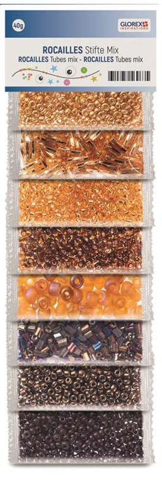 Rocailles/tubes mix, marron 8 couleurs, 40g Perles artisanales 608106900000 Photo no. 1
