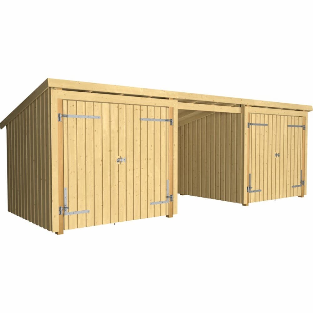 Nordic Multi Gartenhaus 3 Mod+2DoppTür 635x218x167/218 cm  unbehandelt Gartenhaus PLUS 669700107972 Bild Nr. 1