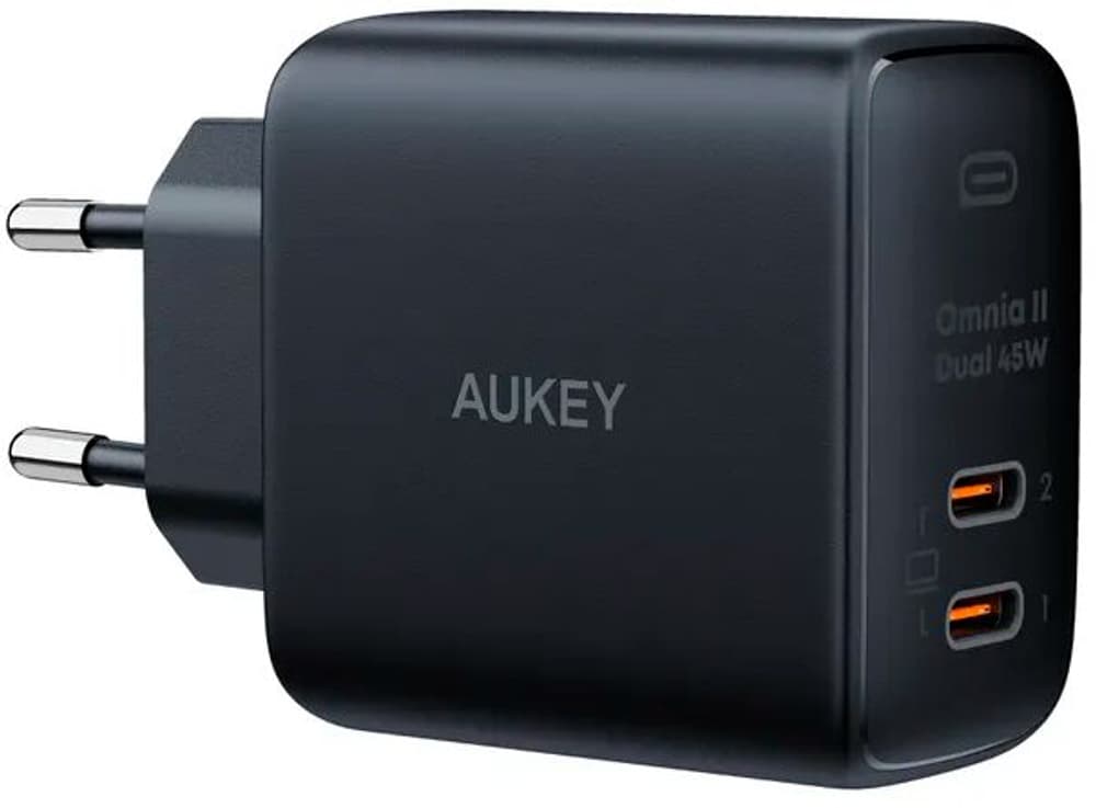 Omnia II Dual 45W GaN PD PA-B4T BK 2-Port USB-C Black Chargeur universel AUKEY 798800101995 Photo no. 1