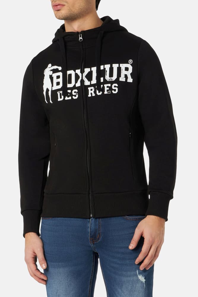 Hooded Full Zip Sweatshirt Pullover Boxeur des Rues 472697600520 Taglie L Colore nero N. figura 1