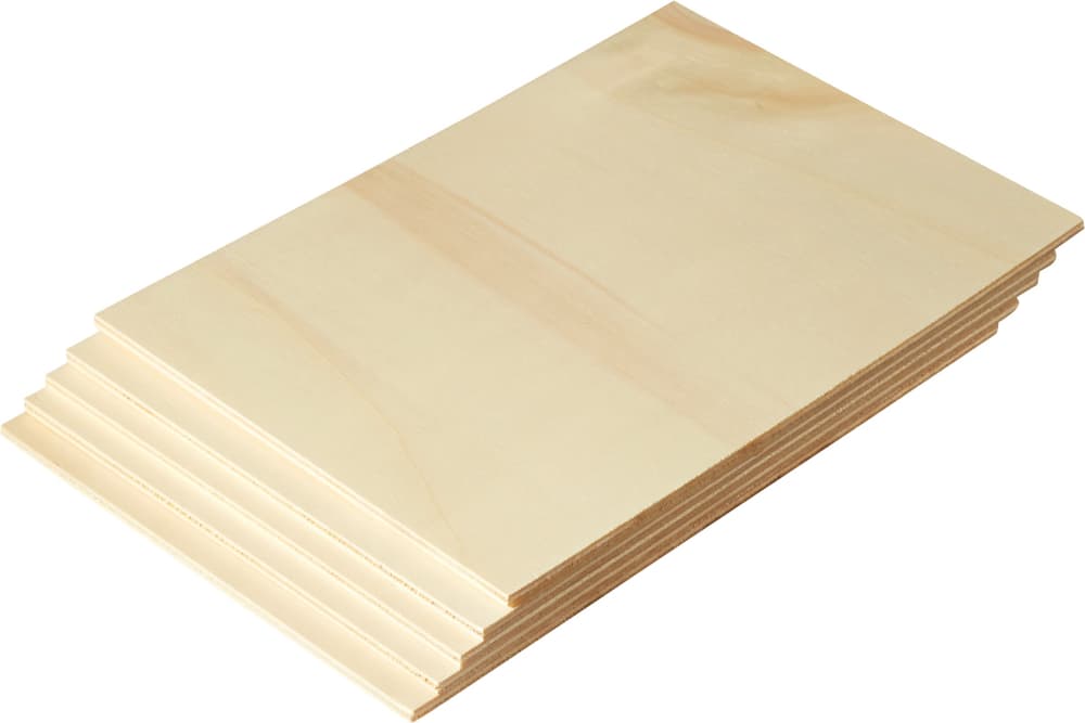 Pannello in compensato di pioppo DIN A5, 5 pz. Pannelli di compensato DIY-Wood 645035000000 Longueur L: 210.0 mm Dimensione A5 N. figura 1