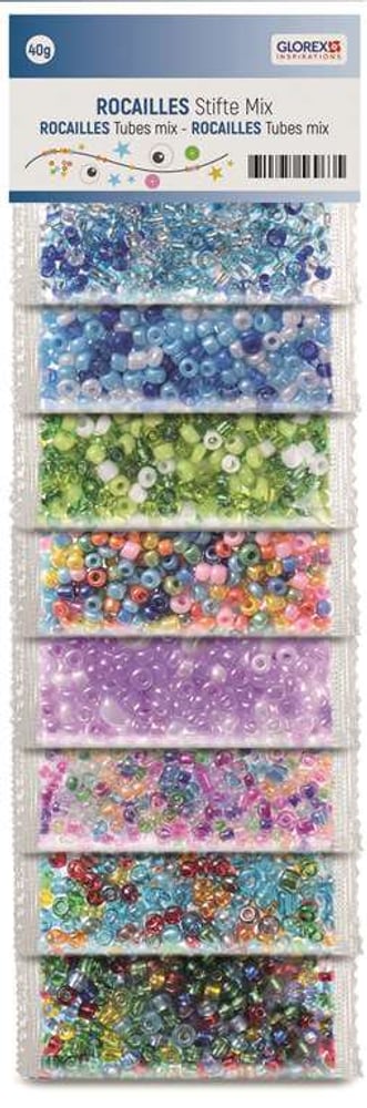 Rocailles/tubes mix, 8x40g multicolore Perles artisanales 608107100000 Photo no. 1