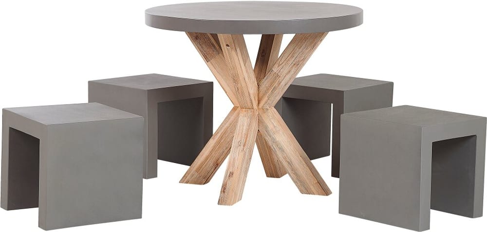 Gartenmöbel Set Faserzement grau 4-Sitzer Tisch  90 cm OLBIA/TARANTO Gartenlounge Beliani 759246400000 Bild Nr. 1