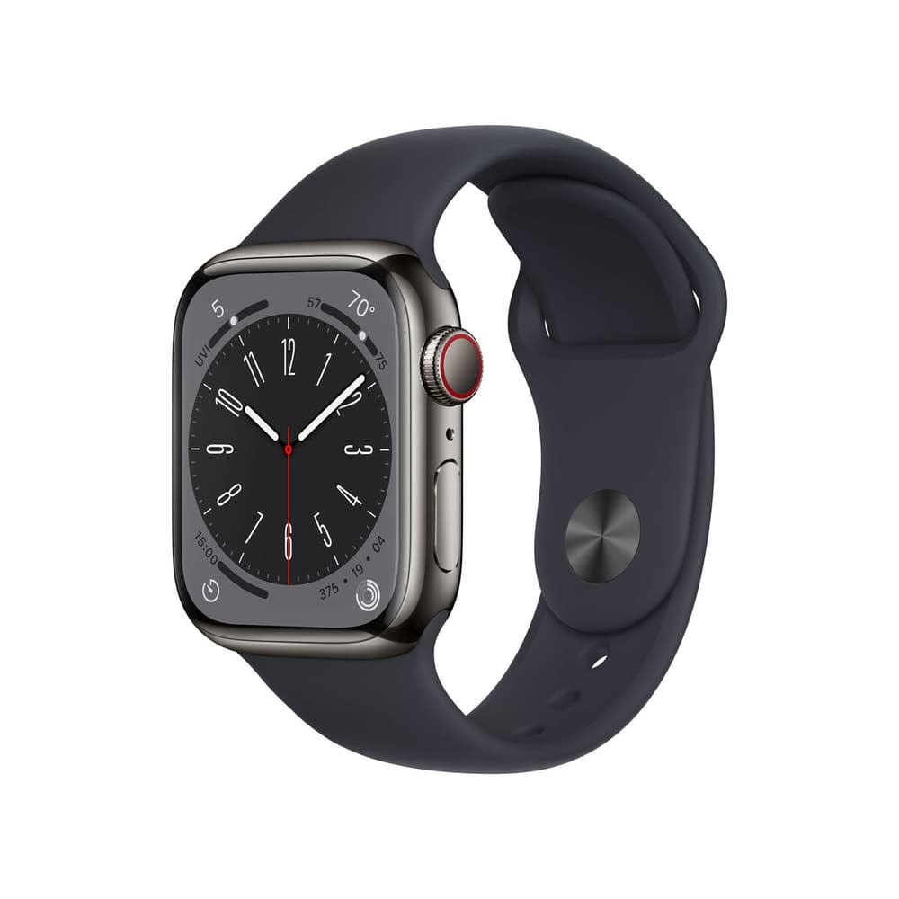 Watch Series 8 GPS + Cellular 41mm Graphite Stainless Steel Case with Midnight Sport Band - Regular Montre connectée Apple 785300169174 Photo no. 1