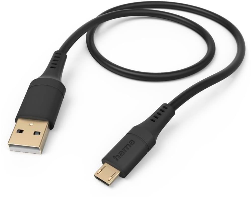 Flexible, USB-A - Micro-USB, 1,5 m, Silikon, Schwarz Ladekabel Hama 785300173145 Bild Nr. 1