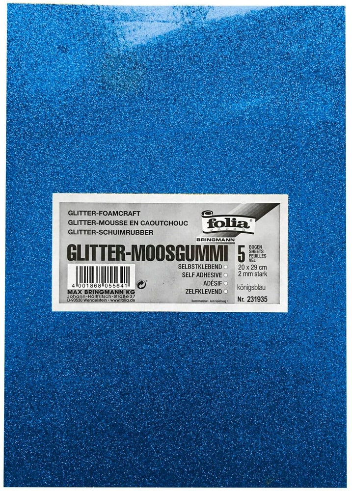 Set gommapiuma glitter 5 pezzi, blu Gommapiuma Folia 785302426759 N. figura 1