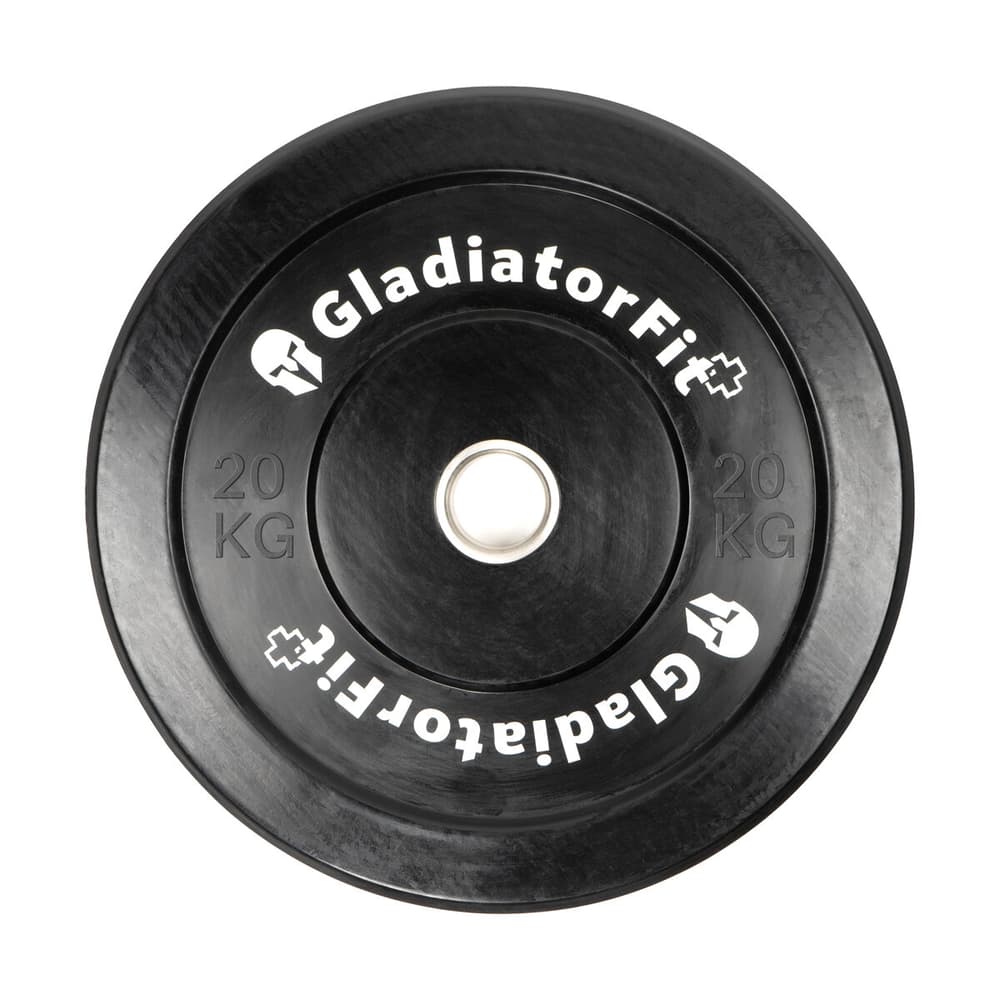 Disco olimpico rivestito di gomma nera Ø 51mm | 20 KG Dischi per manubri GladiatorFit 469584200000 N. figura 1