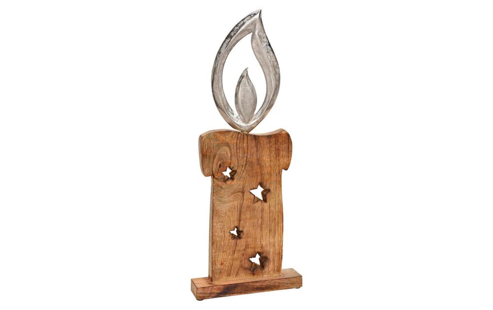 Aufsteller Kerze mit Metallflamme Mangoholz Deko Figur G. Wurm 785302412705 Bild Nr. 1