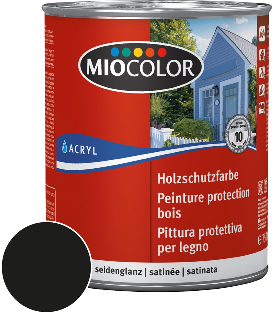 Peinture de protection pour le bois Noir 750 ml Miocolor 661117700000 Couleur Noir Contenu 750.0 ml Photo no. 1