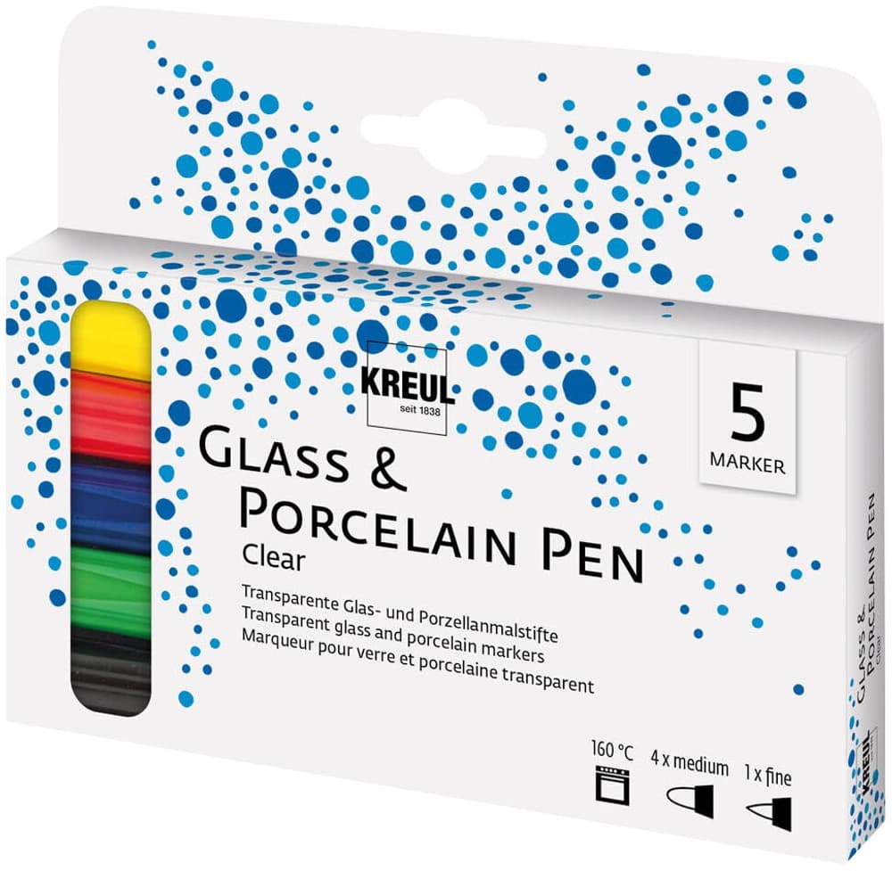 KREUL, glass color pen, set de 5 Marqueur de verre 666788100000 Photo no. 1