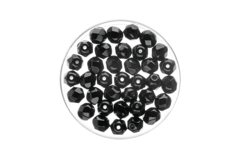 Perles en verre taillé 6mm 50pcs noir Perles artisanales 608139900000 Photo no. 1