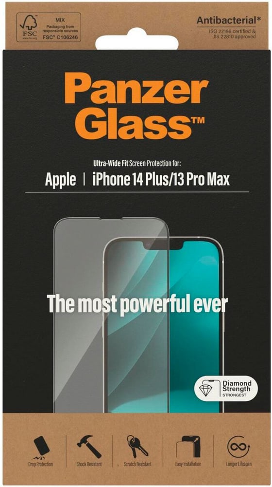 Ultra Wide Fit iPhone 13 Pro Max/14 Plus Smartphone Schutzfolie Panzerglass 785300185587 Bild Nr. 1